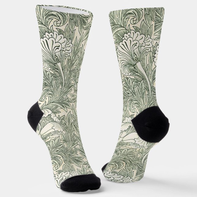 William Morris Tulip Wallpaper Classic Green Socks (Angled)