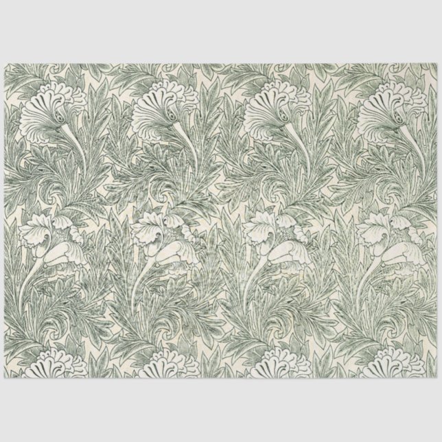 William Morris Tulip Wallpaper Classic Green Tissue Paper (Front)
