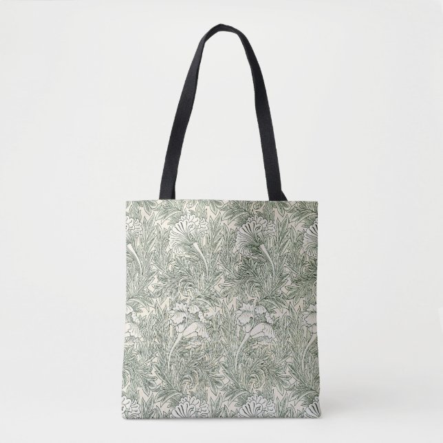 William Morris Tulip Wallpaper Classic Green Tote Bag (Front)