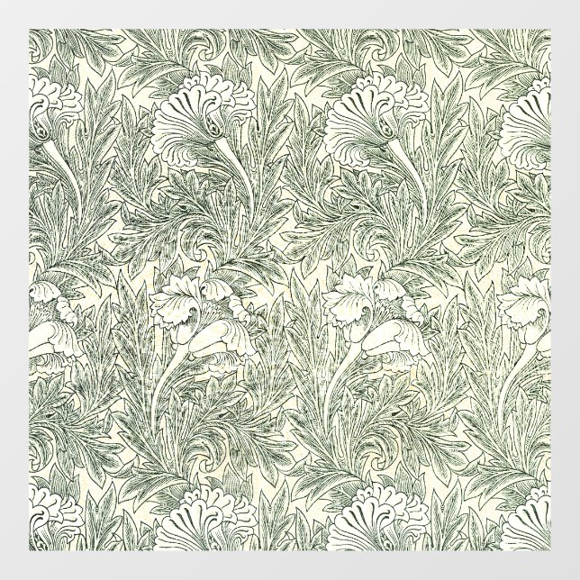 William Morris Tulip Wallpaper Classic Green Window Cling (Sheet)