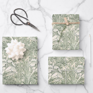 William Morris Tulip Wallpaper Classic Green Wrapping Paper Sheets