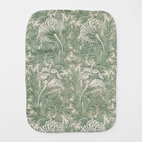 William Morris tulip wallpaper textile green Baby Burp Cloth