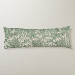 William Morris tulip wallpaper textile green Body Pillow