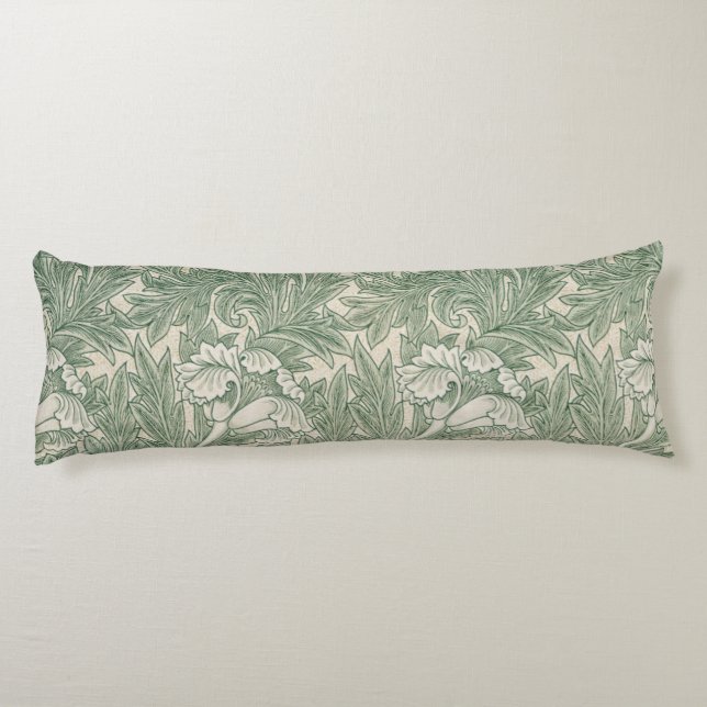 William Morris tulip wallpaper textile green Body Pillow (Back)