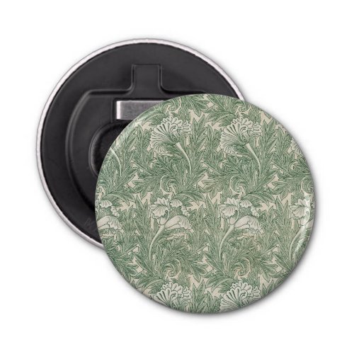 William Morris tulip wallpaper textile green Bottle Opener