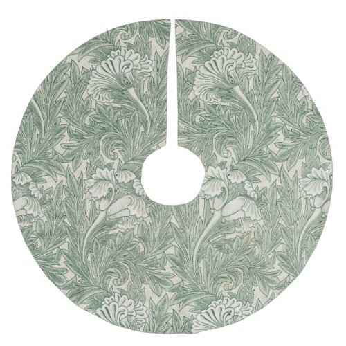 William Morris tulip wallpaper textile green Brushed Polyester Tree Skirt