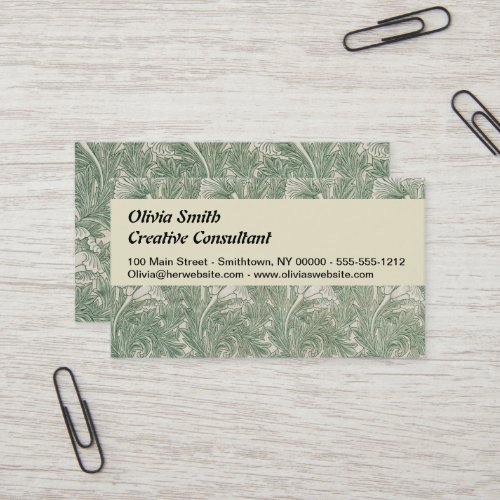 William Morris tulip wallpaper textile green Business Card