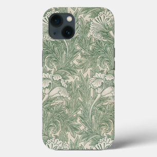 William Morris tulip wallpaper textile green iPhone 13 Case