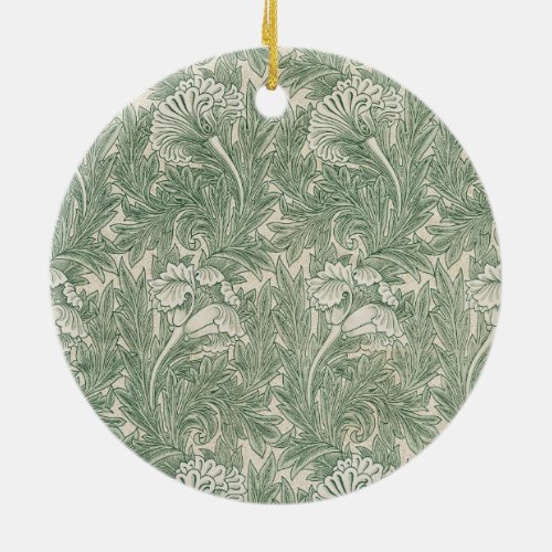 William Morris tulip wallpaper textile green Ceramic Ornament