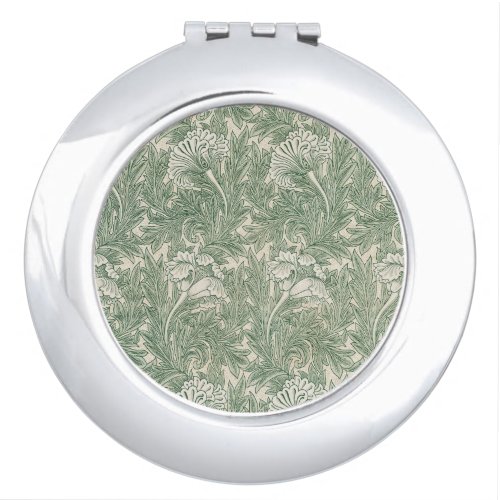 William Morris tulip wallpaper textile green Compact Mirror