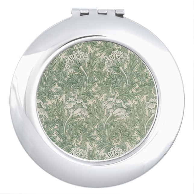 William Morris tulip wallpaper textile green Compact Mirror (Front)