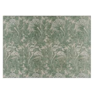 William Morris tulip wallpaper textile green Cutting Board