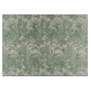 William Morris tulip wallpaper textile green Cutting Board