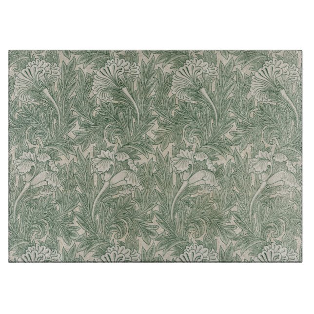 William Morris tulip wallpaper textile green Cutting Board (Front)