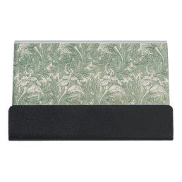 William Morris tulip wallpaper textile green Desk Business Card Holder