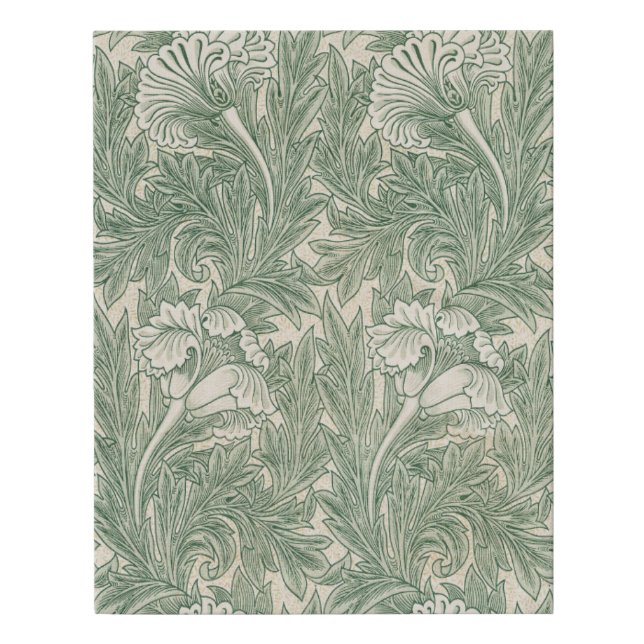 William Morris tulip wallpaper textile green Faux Canvas Print (Front)