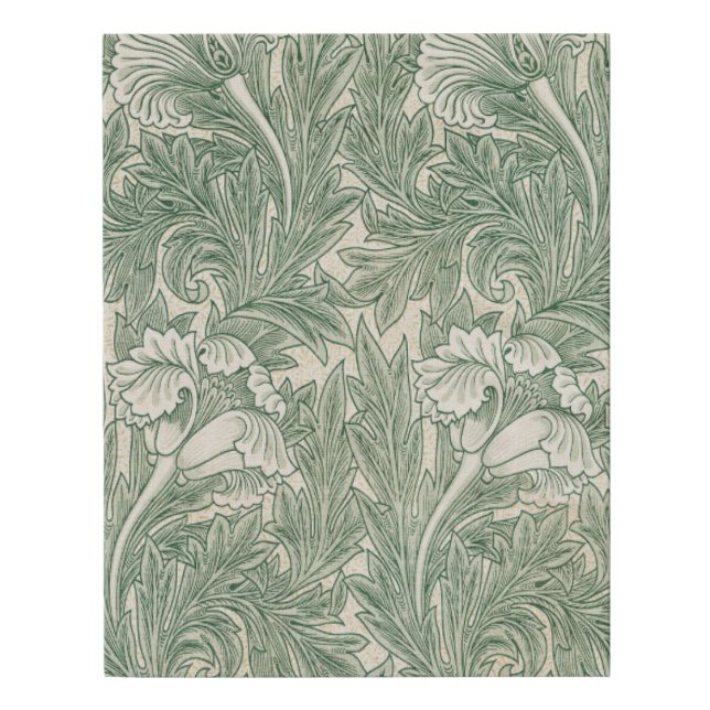 William Morris tulip wallpaper textile green Faux Canvas Print (Front)