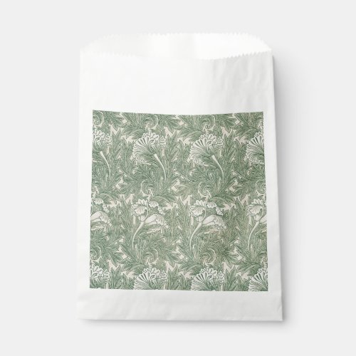 William Morris tulip wallpaper textile green Favor Bag