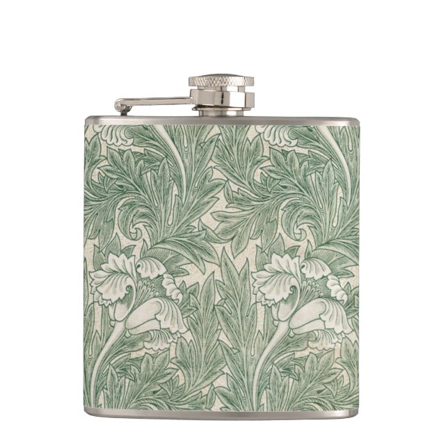 William Morris tulip wallpaper textile green Flask (Front)