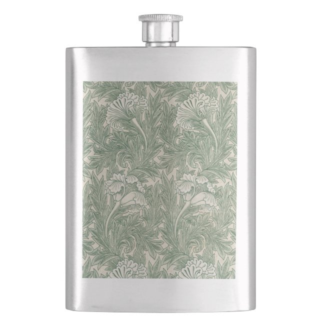 William Morris tulip wallpaper textile green Flask (Front)