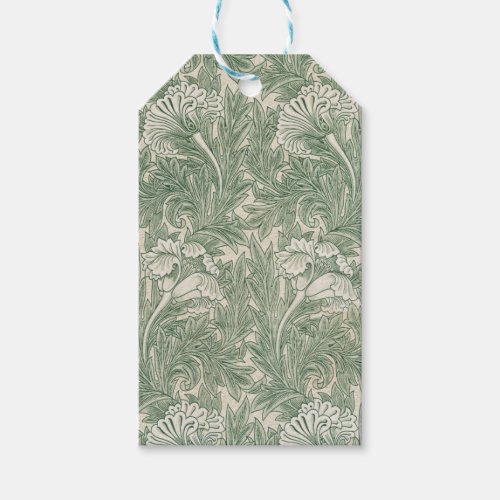 William Morris tulip wallpaper textile green Gift Tags