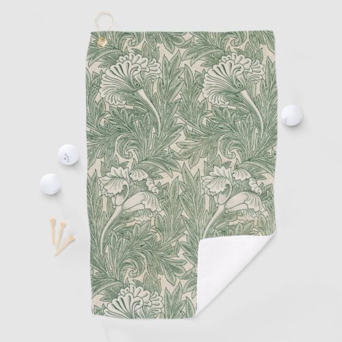 William Morris tulip wallpaper textile green Golf Towel