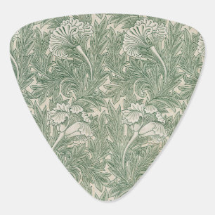 William Morris tulip wallpaper textile green Guitar Pick