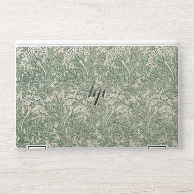 William Morris tulip wallpaper textile green HP Laptop Skin (Front)