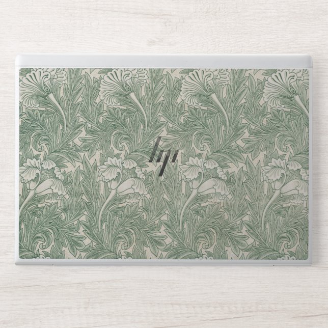 William Morris tulip wallpaper textile green HP Laptop Skin (Front)