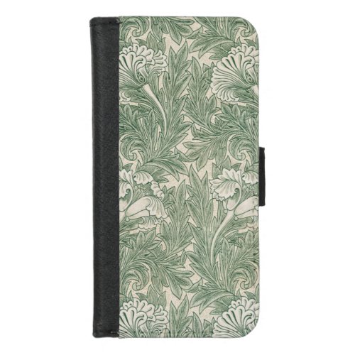 William Morris tulip wallpaper textile green iPhone 87 Wallet Case