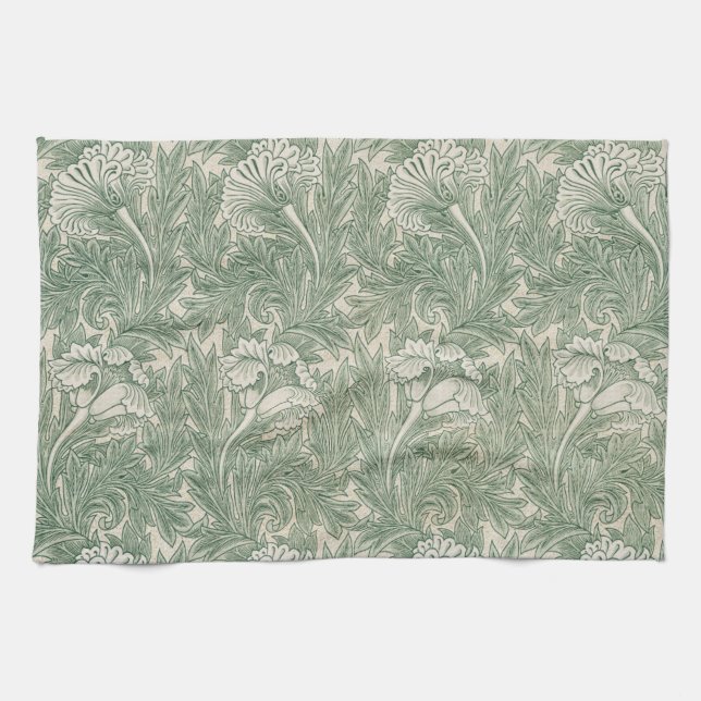 William Morris tulip wallpaper textile green Kitchen Towel (Horizontal)