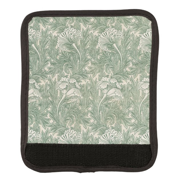 William Morris tulip wallpaper textile green Luggage Handle Wrap (Front)