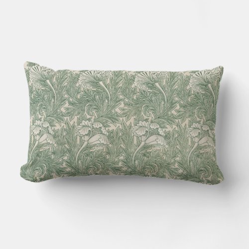 William Morris tulip wallpaper textile green Lumbar Pillow