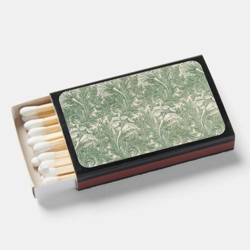 William Morris tulip wallpaper textile green Matchboxes