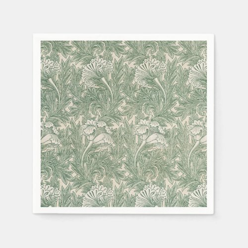 William Morris tulip wallpaper textile green Napkins
