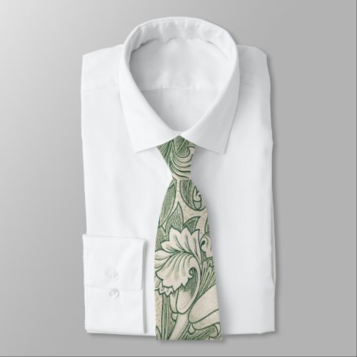 William Morris tulip wallpaper textile green Neck Tie