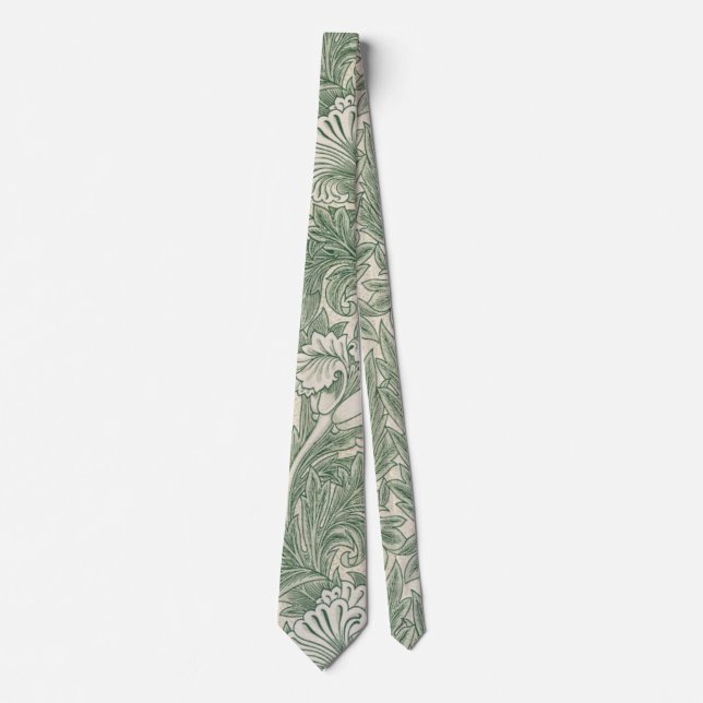 William Morris tulip wallpaper textile green Neck Tie (Front)