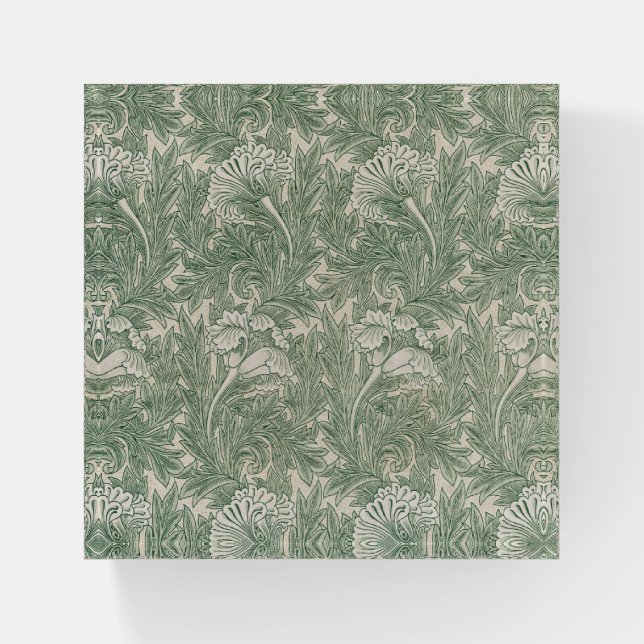 William Morris tulip wallpaper textile green Paperweight (Front)