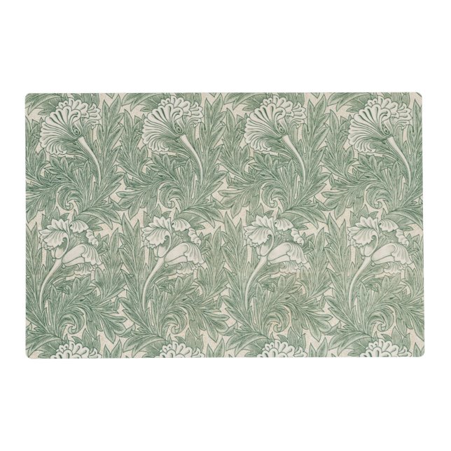 William Morris tulip wallpaper textile green Placemat (Front)