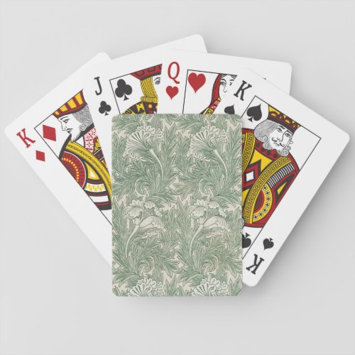 William Morris tulip wallpaper textile green Poker Cards