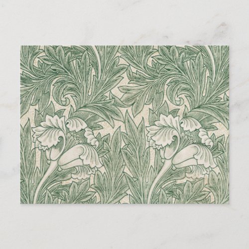 William Morris tulip wallpaper textile green Postcard