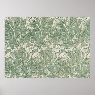 William Morris tulip wallpaper textile green Poster