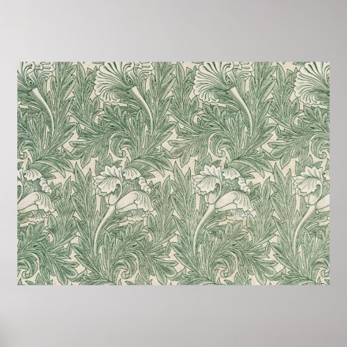 William Morris tulip wallpaper textile green Poster