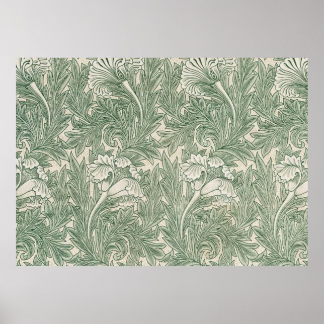 William Morris tulip wallpaper textile green Poster (Front)