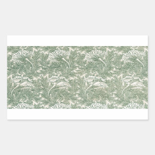 William Morris tulip wallpaper textile green Rectangular Sticker