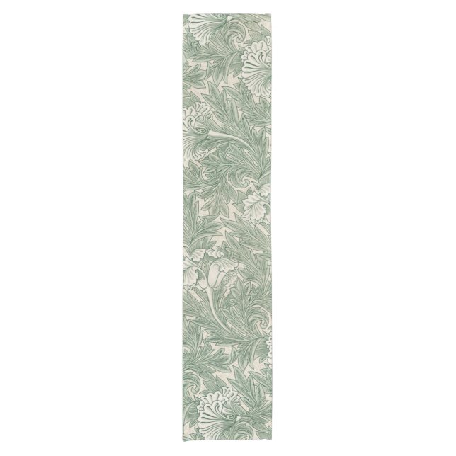 William Morris tulip wallpaper textile green Short Table Runner (Front)
