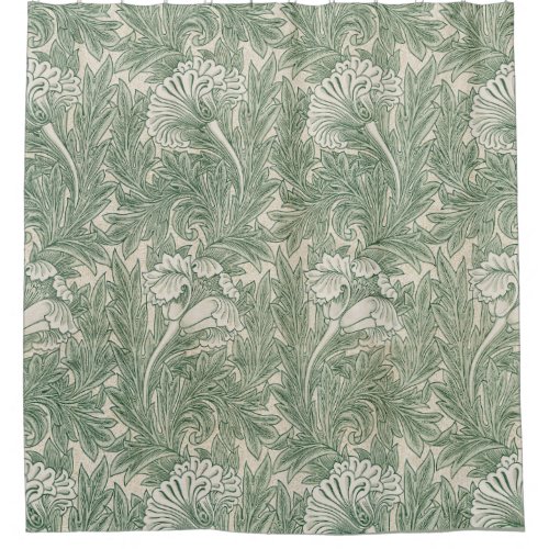 William Morris tulip wallpaper textile green Shower Curtain