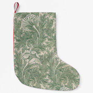 William Morris tulip wallpaper textile green Small Christmas Stocking