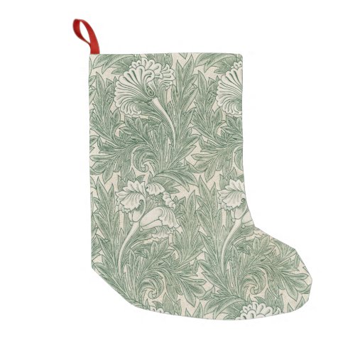 William Morris tulip wallpaper textile green Small Christmas Stocking