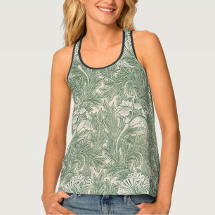 William Morris tulip wallpaper textile green Tank Top